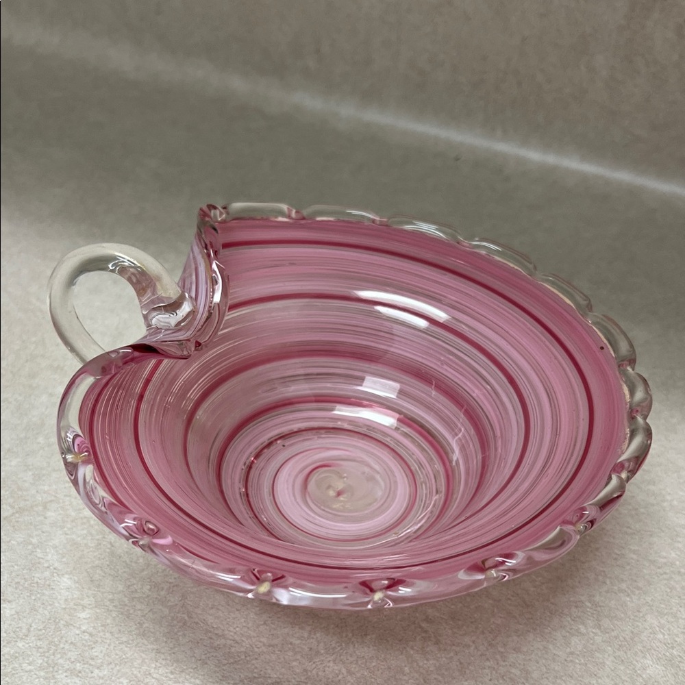 Elegant Pink Swirled Glass Bowl